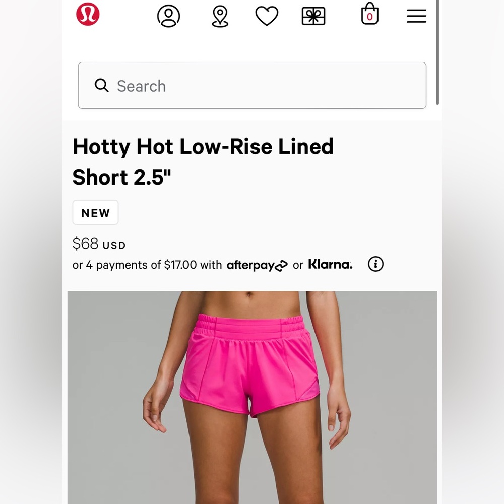 Lulu lemon hotty hot low rise lined shorts 2.5”